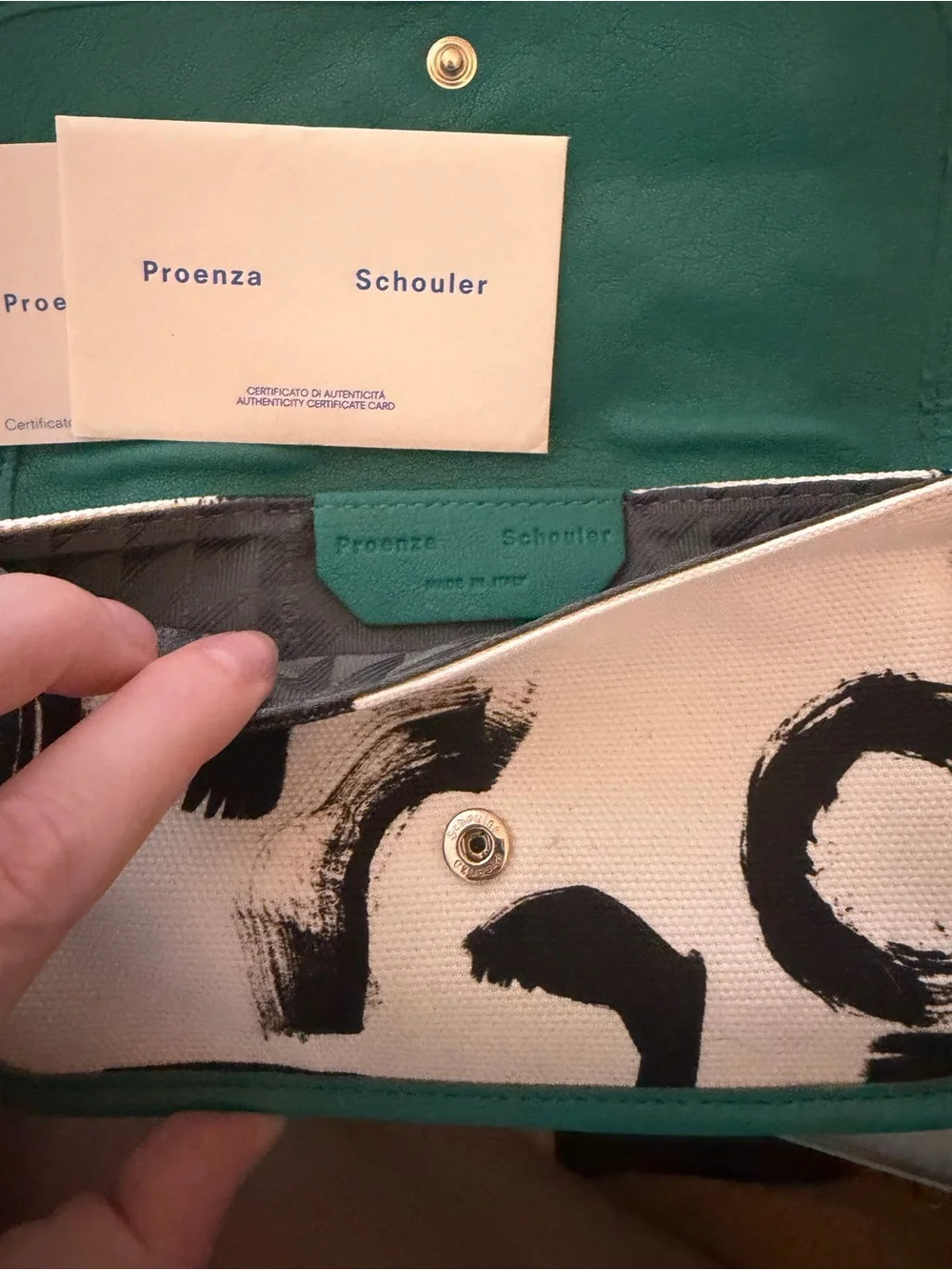 Proenza Schouler Teal and Black Brushstroke Canvas Clutch